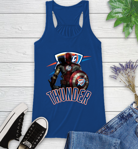 Oklahoma City Thunder NBA Basketball Captain America Thor Spider Man Hawkeye Avengers Racerback Tank 9