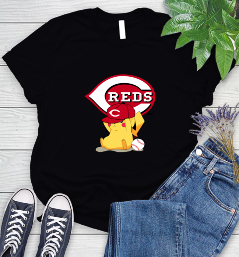 MLB Pikachu Baseball Sports Cincinnati Reds Women's T-Shirt 2