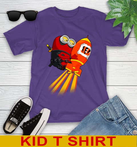 NFL Football Cincinnati Bengals Deadpool Minion Marvel Shirt Youth T-Shirt 3
