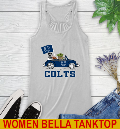 NFL Football Indianapolis Colts Darth Vader Baby Yoda Driving Star Wars Shirt Racerback Tank