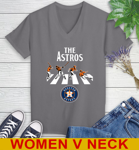 MLB Baseball Houston Astros The Beatles Rock Band Shirt Women's V-Neck T-Shirt 11