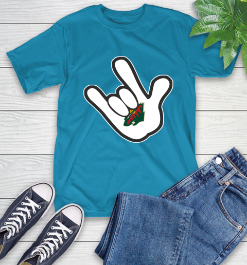 Minnesota Wild NHL Hockey Mickey Rock Hand Disney T-Shirt 8