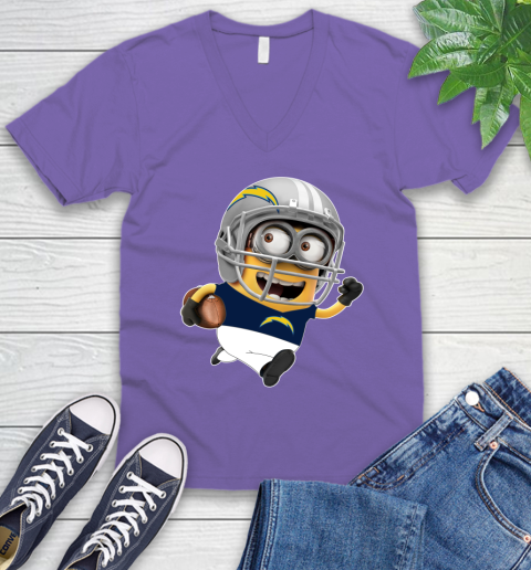 NFL San Diego Chargers Minions Disney Football Sports V-Neck T-Shirt 10