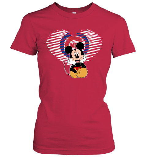 Disney Mickey Mouse Loves Chicago Cubs Heart T-Shirt - TeeNavi