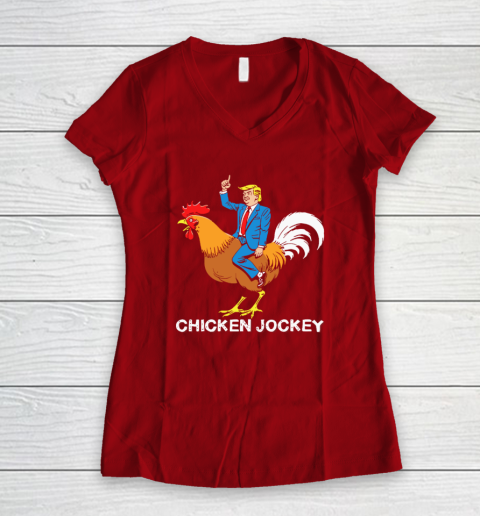 Chicken Jockey Funny Trump Women's V-Neck T-Shirt 6
