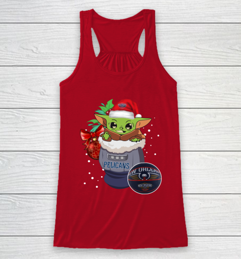 New Orleans Pelicans Christmas Baby Yoda Star Wars Funny Happy NBA Racerback Tank 5