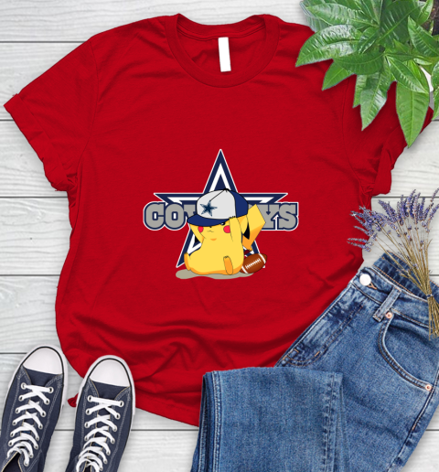 NFL Pikachu Football Sports Dallas Cowboys Women's T-Shirt 9
