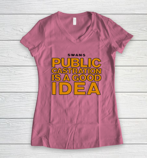 Public Castration Is A Good Idea SWANS Women's V-Neck T-Shirt 7
