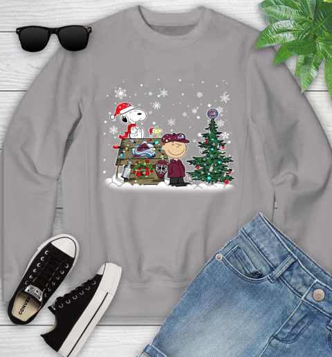NHL Colorado Avalanche Snoopy Charlie Brown Woodstock Christmas Stanley Cup Hockey Youth Sweatshirt 3
