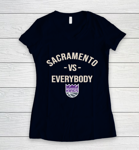 Sacramento Kings Vs Everybody Women's V-Neck T-Shirt 2