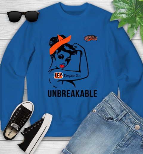 NFL Cincinnati Bengals Girl Unbreakable Football Sports Youth Sweatshirt 4