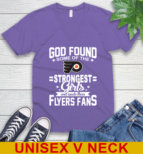 Philadelphia Flyers NHL Football God Found Some Of The Strongest Girls Adoring Fans V-Neck T-Shirt 8