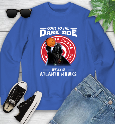 NBA Come To The Dark Side We Have Atlanta Hawks Star Wars Darth Vader Basketball Youth Sweatshirt 7