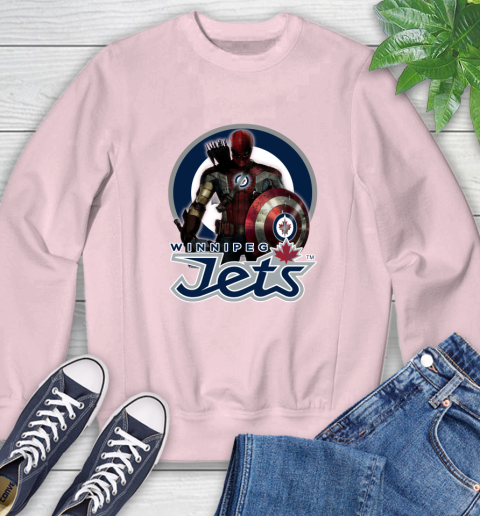 NHL Captain America Thor Spider Man Hawkeye Avengers Endgame Hockey Winnipeg Jets Sweatshirt 9