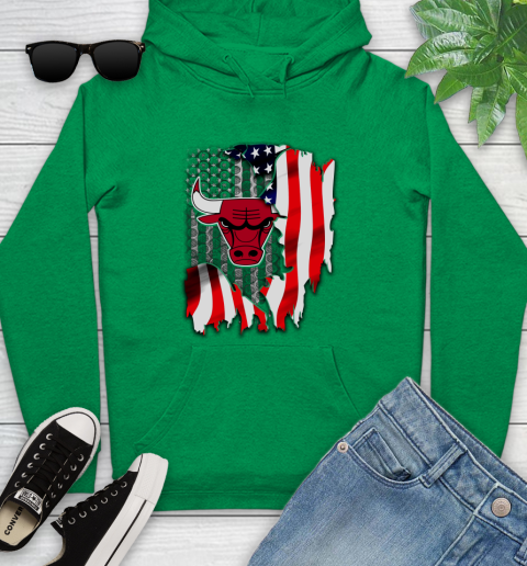 Chicago Bulls NBA Basketball American Flag Youth Hoodie 9