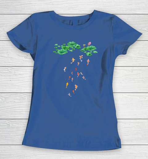 Watercolor Japanese Koi Fish Goldfish Lily Pad Lotus Leaf Shirt Women's T-Shirt 6