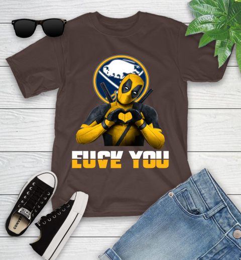 NHL Buffalo Sabres Deadpool Love You Fuck You Hockey Sports Youth T-Shirt 7