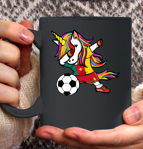 Dabbing Unicorn Cameroon Football Cameroonian Flag Soccer Ceramic Mug 11oz