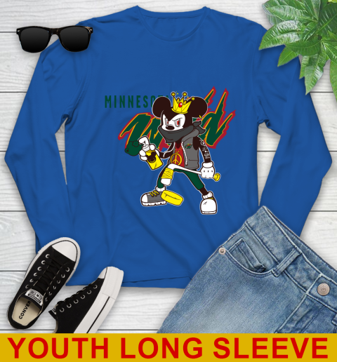 Minnesota Wild NHL Hockey Mickey Peace Sign Sports Youth Long Sleeve 10