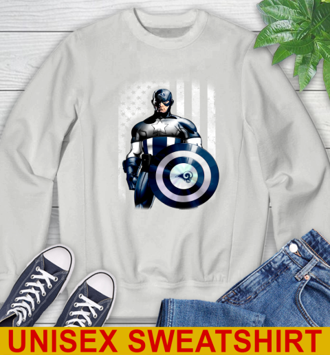 Los Angeles Rams NFL Football Captain America Marvel Avengers American Flag Shirt Sweatshirt 5