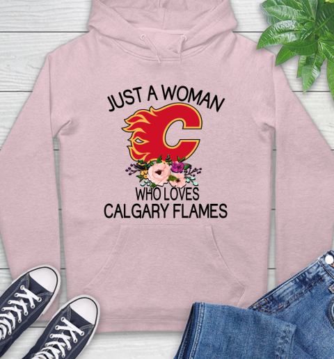 NHL Just A Woman Who Loves Calgary Flames Hockey Sports Hoodie 7