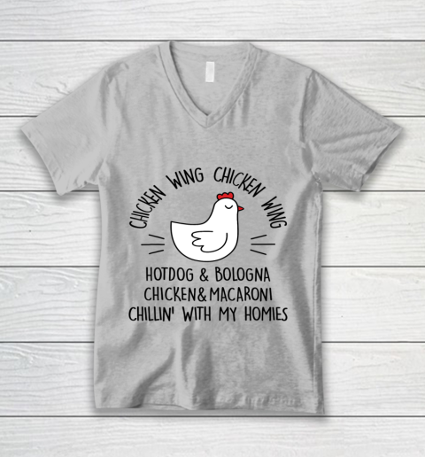 Viral Chicken Wing Chicken Wing Hot Dog Bologna Song Lyric V-Neck T-Shirt 2