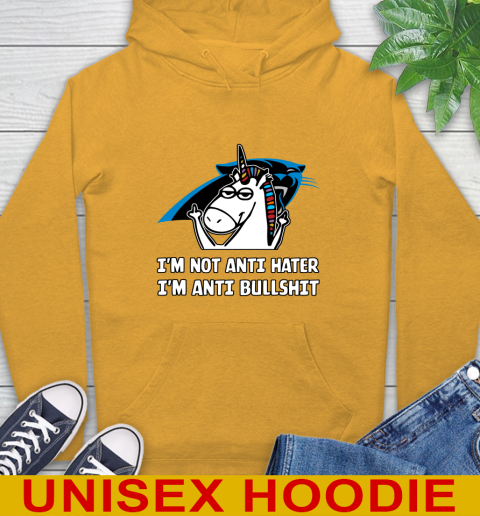 Carolina Panthers NFL Football Unicorn I'm Not Anti Hater I'm Anti Bullshit Hoodie 3