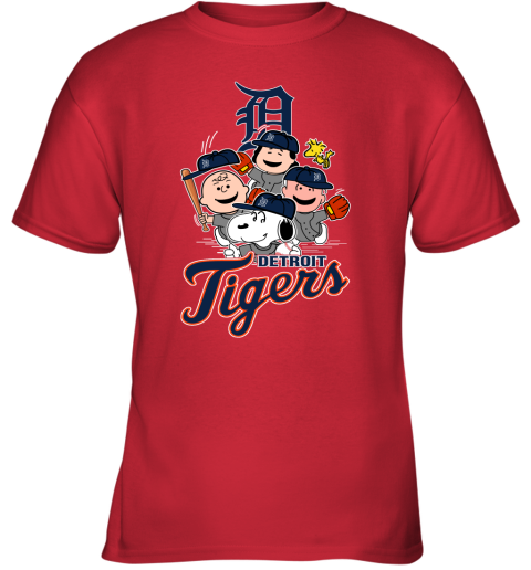 MLB Detroit Tigers Snoopy Charlie Brown Woodstock The Peanuts Movie Baseball  T Shirt Youth Sweatshirt
