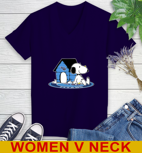 NFL Football Tennessee Titans Snoopy The Peanuts Movie Shirt Women's V-Neck T-Shirt 4