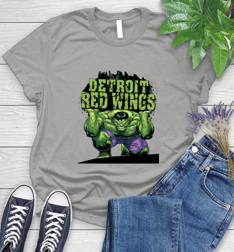 Detroit Red Wings NHL Hockey Incredible Hulk Marvel Avengers Sports Women's T-Shirt 10