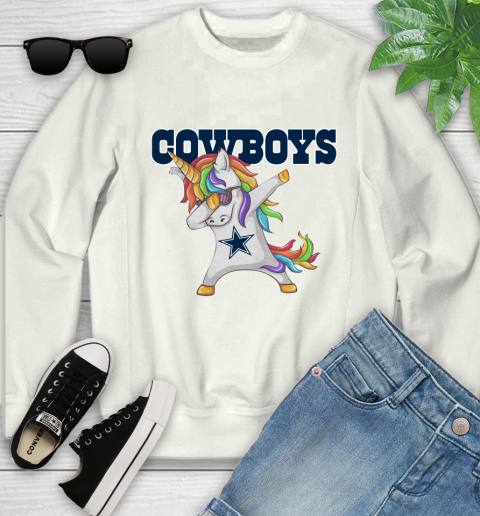 Dallas Cowboys NFL Football Funny Unicorn Dabbing Sports Youth Sweatshirt