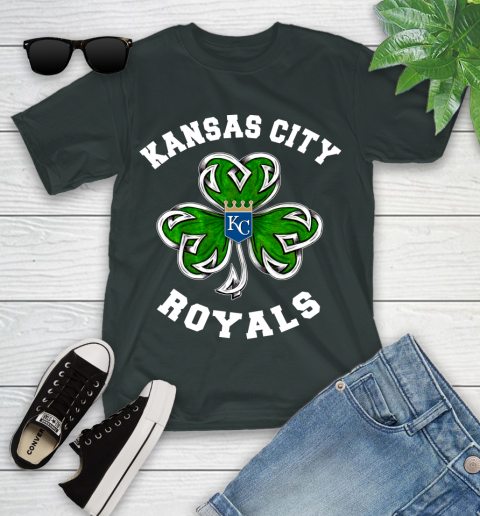 MLB Kansas City Royals Three Leaf Clover St Patrick's Day Baseball Sports Youth T-Shirt 6