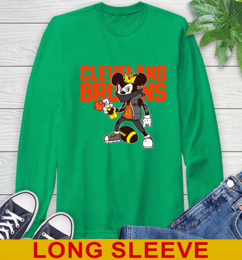 Cleveland Browns NFL Football Mickey Peace Sign Sports Long Sleeve T-Shirt 7