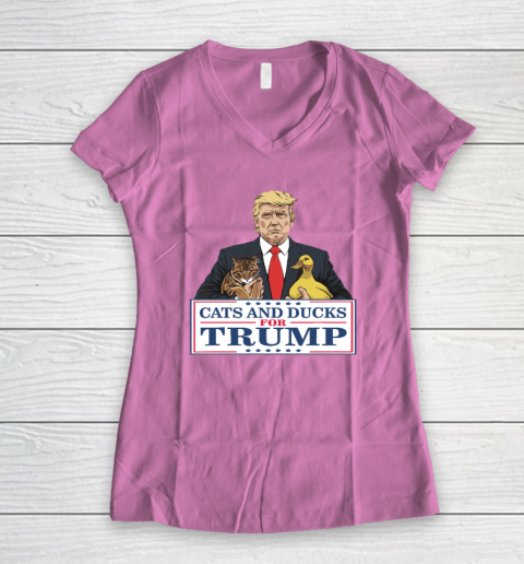 Cats And Ducks For Trump 2024 Kittens And Ducks For Trump Women's V-Neck T-Shirt 6