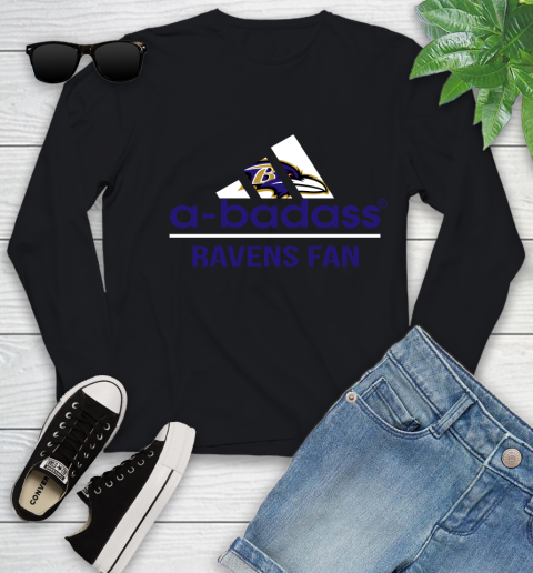 NFL A Badass Baltimore Ravens Fan Adidas Football Sports Youth Long Sleeve