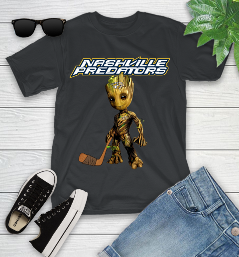 Nashville Predators NHL Hockey Groot Marvel Guardians Of The Galaxy Youth T-Shirt 2