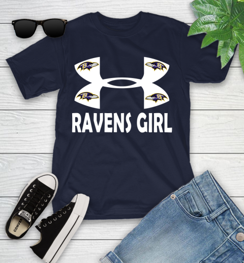 NFL Baltimore Ravens Girl Under Armour Football Sports Youth T-Shirt 3 NFL Baltimore Ravens Girl Under Armour Football Sports Youth T-Shirt - Image 3