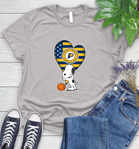 Indiana Pacers NBA Basketball The Peanuts Movie Adorable Snoopy Women's T-Shirt 10