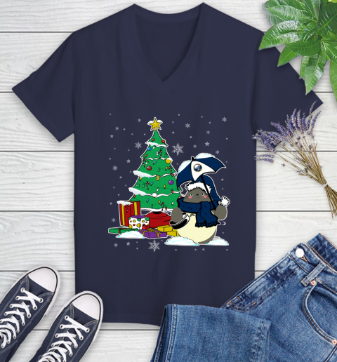 Buffalo Sabres NHL Hockey Cute Tonari No Totoro Christmas Sports Women's V-Neck T-Shirt 12