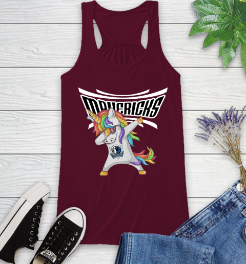 Dallas Mavericks NBA Basketball Funny Unicorn Dabbing Sports Racerback Tank 3