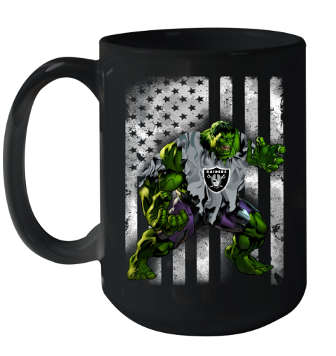 Oakland Raiders Hulk Marvel Avengers NFL Football American Flag Ceramic Mug 15oz