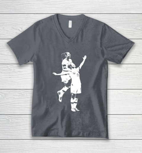 Megan Rapinoe and Alex Morgan Victory Pose  The White Stencil V-Neck T-Shirt 4