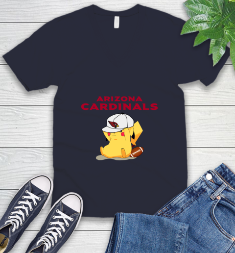 NFL Pikachu Football Sports Arizona Cardinals V-Neck T-Shirt 3