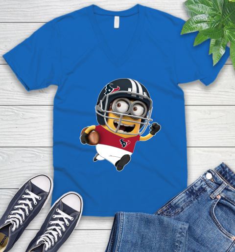 NFL Houston Texans Minions Disney Football Sports V-Neck T-Shirt 6