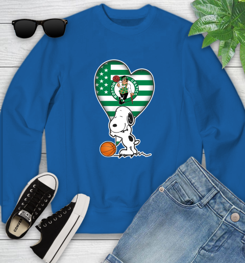 Boston Celtics NBA Basketball The Peanuts Movie Adorable Snoopy Youth Sweatshirt 8