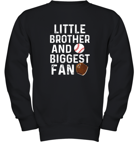 Kids Little Brother Biggest Fan Baseball Shirt Funny Boys Kids Youth Sweatshirt