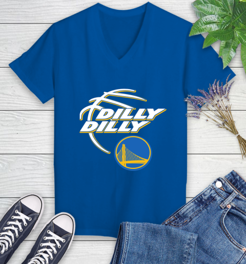 NBA Golden State Warriors Dilly Dilly Basketball Sports Women's V-Neck T-Shirt 10