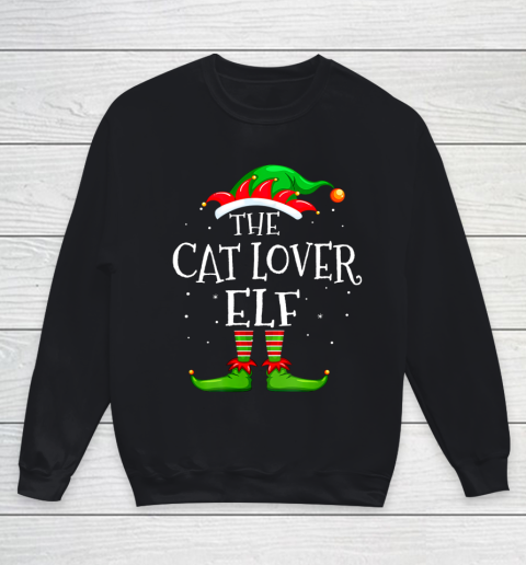 Cat Lover Elf Family Matching Christmas Group Gift Pajama Youth Sweatshirt