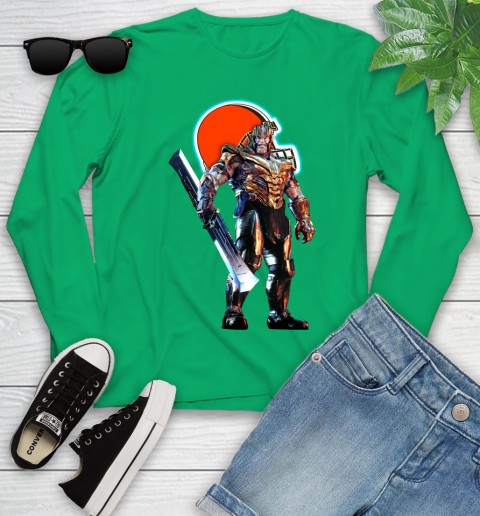 NFL Thanos Gauntlet Avengers Endgame Football Cleveland Browns Youth Long Sleeve 6