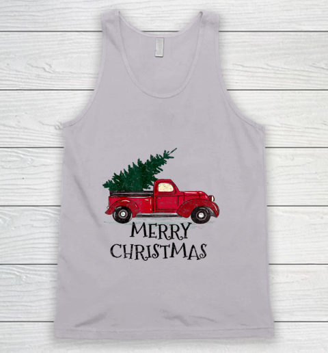 Vintage Red Truck With Merry Christmas Tree Tank Top 2